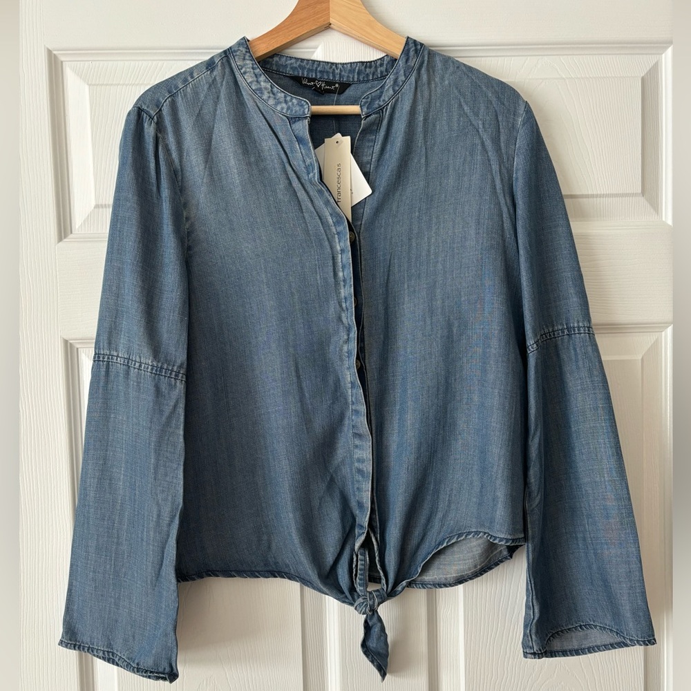 Denim tie front shirt